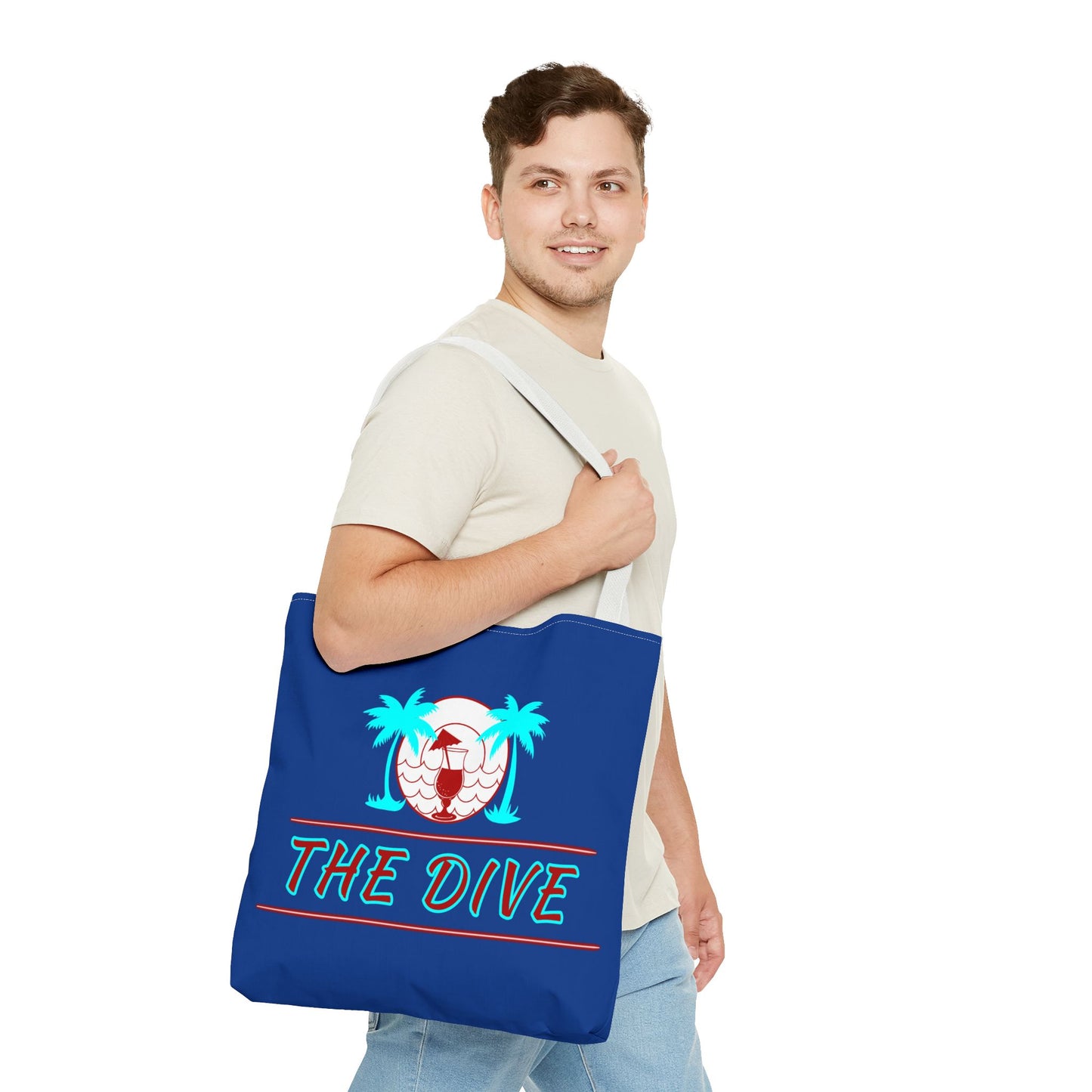 The Dive Beach Tote Bag — Retro Palm Tree Summer AOP Tote